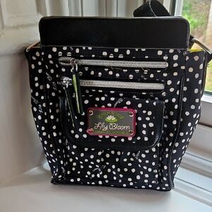 Lily Bloom Black and White Polka Dot Crossbody Bag